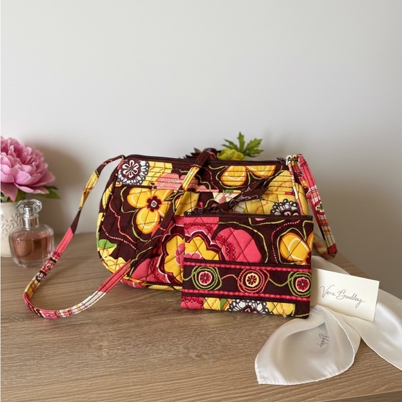 Vera Bradley Handbags - Vera Bradley Frannie Crossbody or Shoulder Bag and Zip Pouch in Buttercup - NWOT